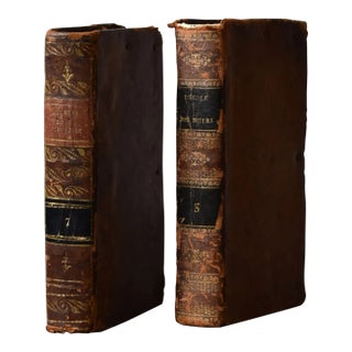 Antique Leather-Bound Book Bookends Made in France, a Pair, Circa Mid-Late 19th Century For Sale