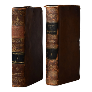 Antique Leather-Bound Book Bookends Made in France, a Pair, Circa Mid-Late 19th Century