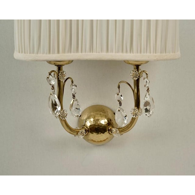 Brass Wall Lights with Glass Crystal Decorations, Austria, 1936, Set of 2 For Sale - Image 11 of 18