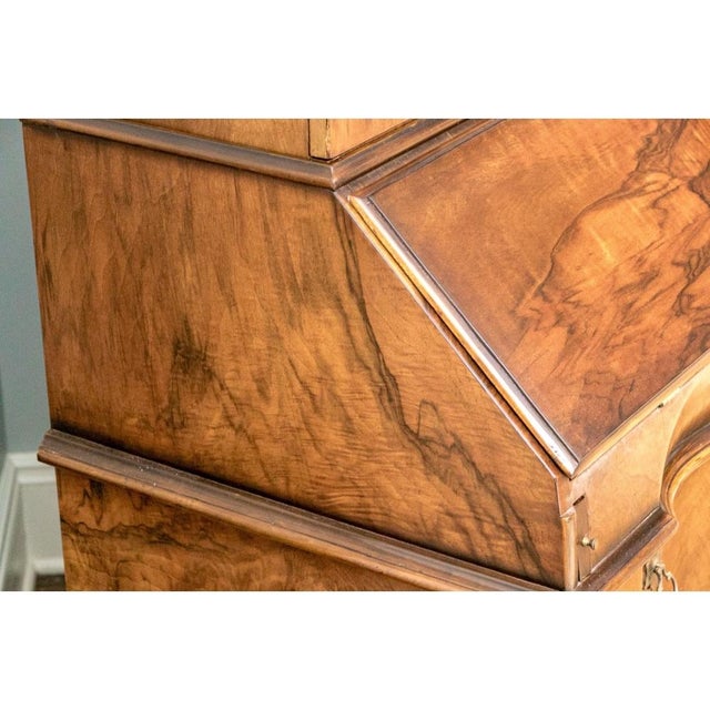 Vintage Custom Queen Anne Style Italian Slant Front Secretary Bookcase For Sale In New York - Image 6 of 13