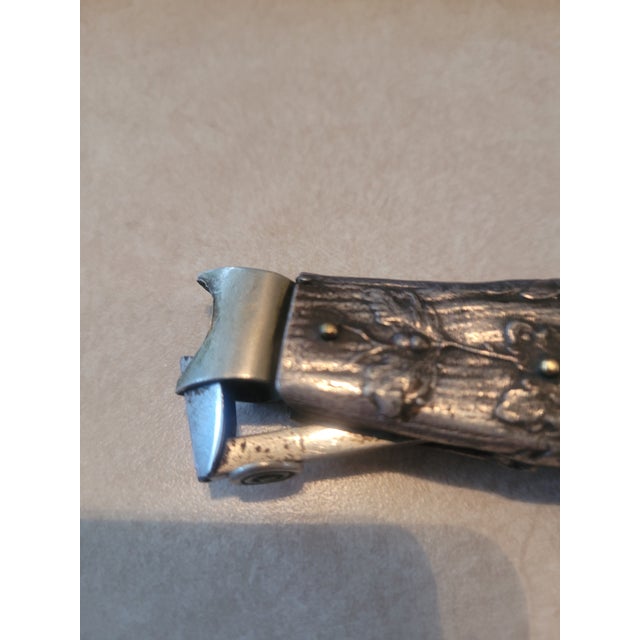 1900 - 1909 Antique Borzoi Russian Wolfhound Dog Silver Plate Figural Cigar Cutter C 1890 For Sale - Image 5 of 7