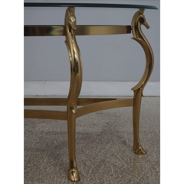 1980s Labarge Brass & Glass Horse Head Demilune Console Table For Sale - Image 5 of 13