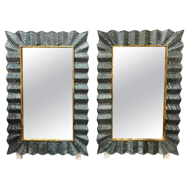 Silver Modern Murano Glass & Brass Mirrors For Sale - Image 8 of 8