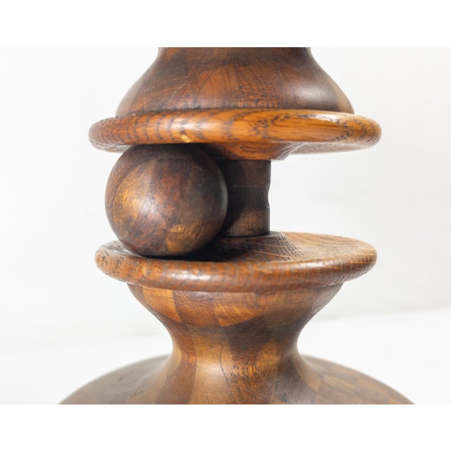 Early 20th Century Folk Art Parquetry Turned Wood Centerpiece Chalice For Sale - Image 13 of 18
