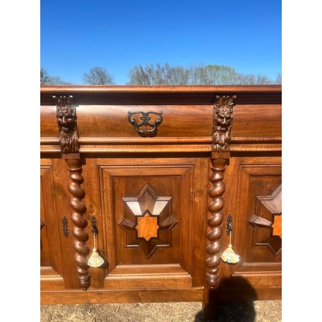 19th Century French Renaissance Solid Walnut Sideboard / Buffet For Sale - Image 13 of 18