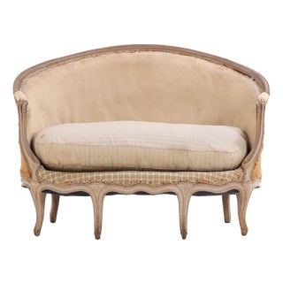 French Louis XV Style Painted Six-Leg Settee, Late 19th C For Sale