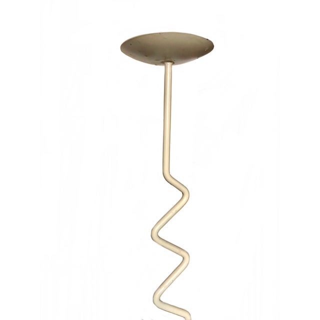 a vintage 1950s mid century modern white metal floor candle holder this stylish and decorative tall piece holds 1 candle,...