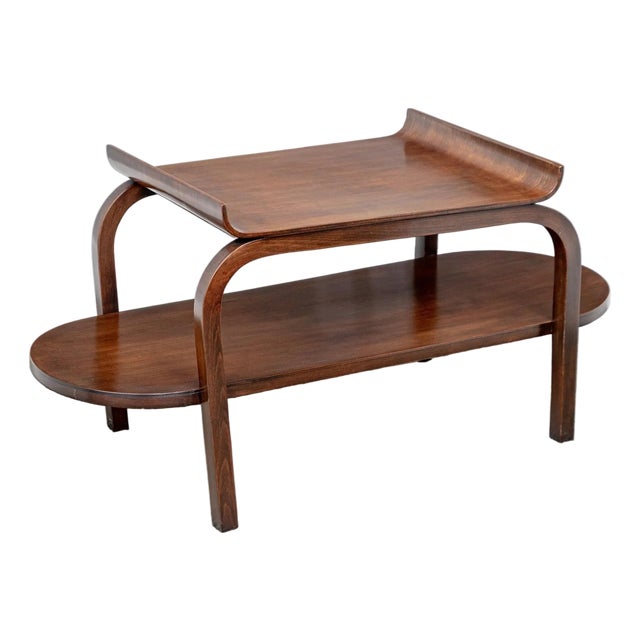 1940s McM/Art Deco Two Tier Wood Accent Table Attributed to Thonet-Mundus For Sale