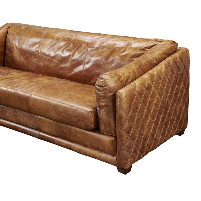 Black Waco Rustic Modern Sofa - Light Brown Leather For Sale - Image 8 of 15