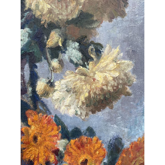 G. Gagneau, Composition with Dahlias and Gerberas, 1933, Oil on Board For Sale - Image 12 of 18