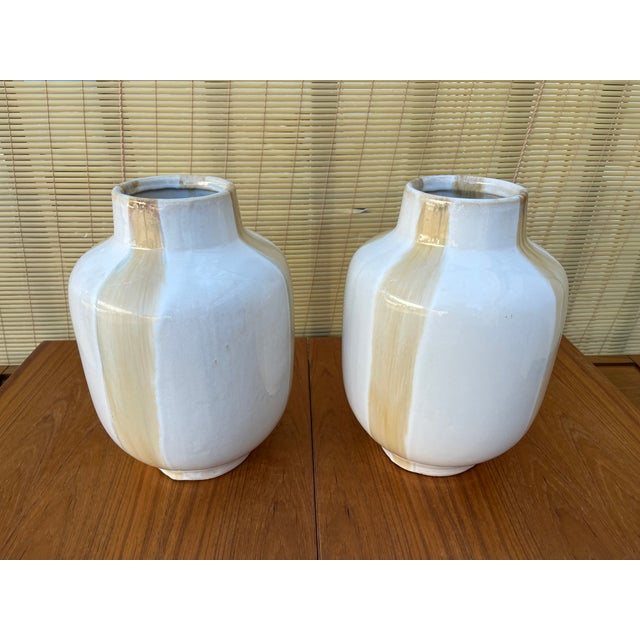Mid-Century Modern A Pair of Mid-Century Modern Two-Tone Studio Pottery Ceramic Vases.Circa 1970s For Sale - Image 3 of 18