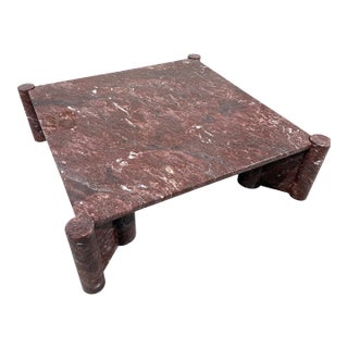 1970s Attributed to Gae Aulenti "Jumbo" Coffee Table for Knoll, Rosso Verona Marble For Sale