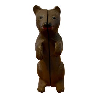 Early 20th Century Begging Bear Cast Iron Still Toy Bank For Sale
