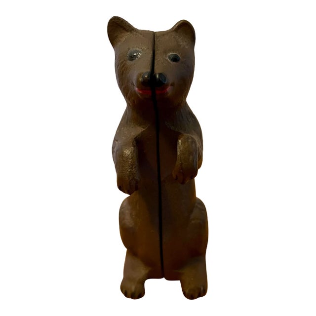 Early 20th Century Begging Bear Cast Iron Still Toy Bank For Sale