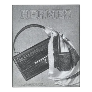 1956 Mid-Century French Hermes Advertisement Print-Handbag, Scarf,matted