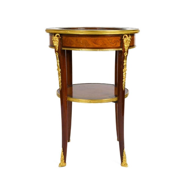 French French Satinwood & Gilt Bronze Marble-Top Round Side Table, Early 20th Century For Sale - Image 3 of 9