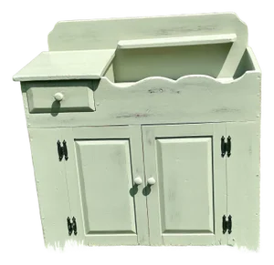 Restored Mid-Century Country Style Sage Green Dry Sink