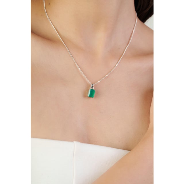 Green 925 Silver Lush Green Onyx Statement Pendant for Her For Sale - Image 8 of 10