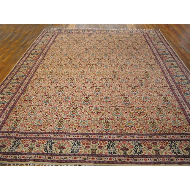 Handmade antique NW Persian carpet. Woven circa 1910 (early 20th century). Antique Senneh Weave Persian Tabriz Ivory 1930s...