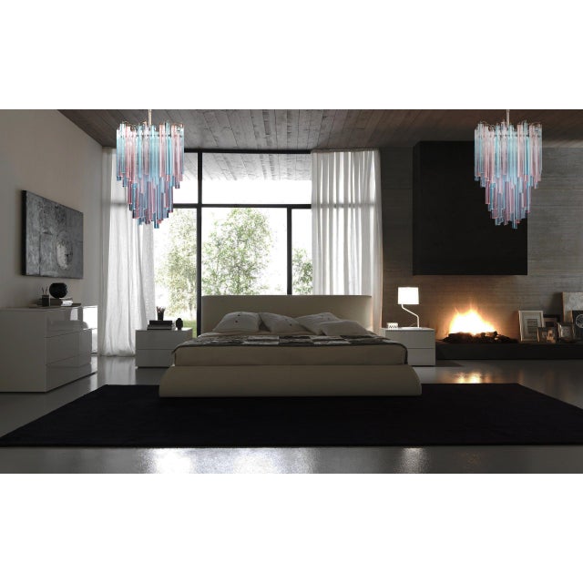 Fantastic vintage murano chandeliers made by 92 murano blue and pink crystal prism in a nickel metal frame. Period:late xx...