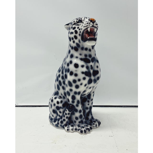 Ceramic White Leopard Statue from Ceramiche Boxer For Sale - Image 7 of 7