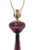 Rare Mid-Century Modern tall tower shape cranberry and brass table lamp.