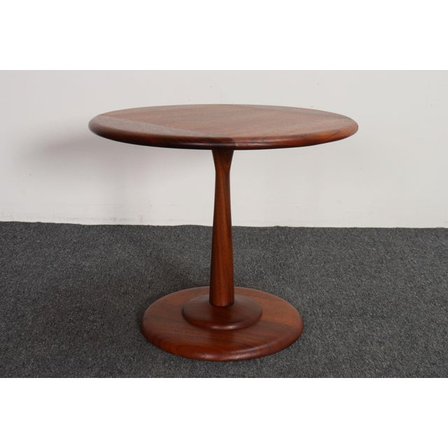 Brown Mid-Century Modern Solid Walnut Tulip Style Pedestal Side Table by Prodelco For Sale - Image 8 of 18