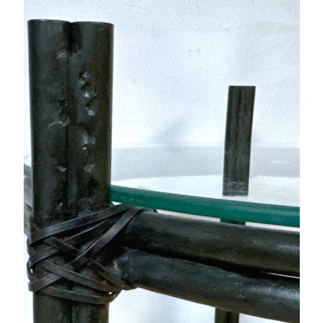 Metal Exotic Modern Bronze & Glass Two-Tier Drinks/Side Table with Perched Parrot For Sale - Image 7 of 12