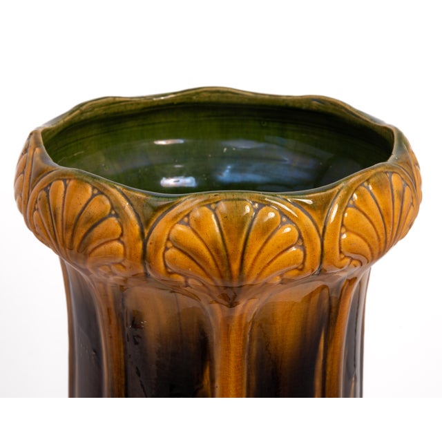Ceramic 214 Antique Art Pottery Majolica Art Nouveau Umbrella Stand McCoy Roseville Weller For Sale - Image 7 of 14