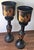 Pair of Large Chinoiserie Style Urns or Vases on Pedestals of Glazed Terracotta Measurements: Item A: Pedestal: H 31.29...