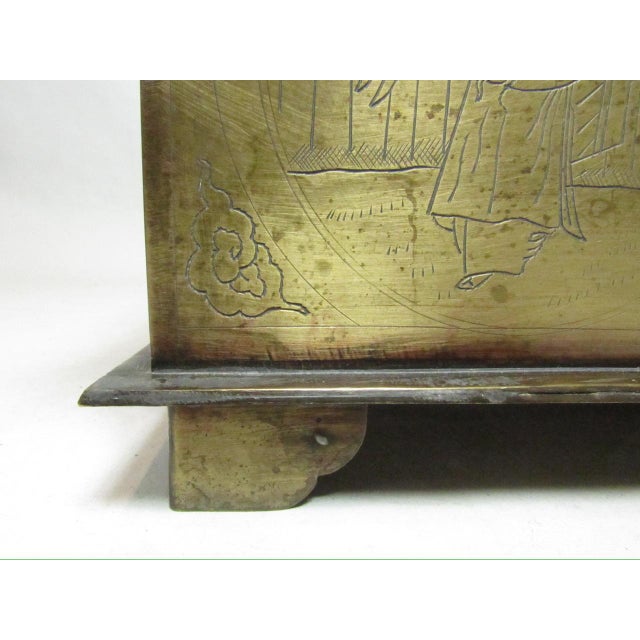 Antique Chinese Engraved Brass Box For Sale - Image 9 of 12