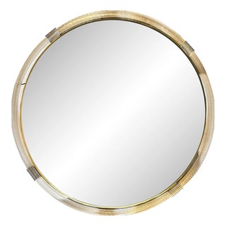 Large-Scale Venetian Murano Glass Wall Mirror with Gilt Torchontorciglione Elements by Simoeng For Sale