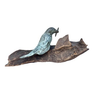 Bronze of a Bird Mounted on Found Wood For Sale