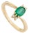 14k Yellow Gold Oval-Cut Natural Emerald & Diamond Promise Ring Size 5.5 For Sale