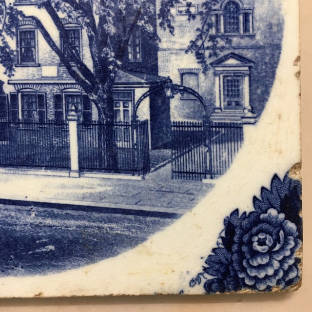 Late 19th Century Wedgwood Delft Tile: Wadsworth-Longfellow House - 1899 I For Sale - Image 5 of 8