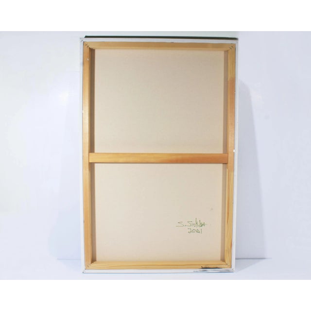 2021 Signed “Jaune” Acrylic on Canvas Abstract Painting by Artist Steven Sickles For Sale - Image 9 of 10