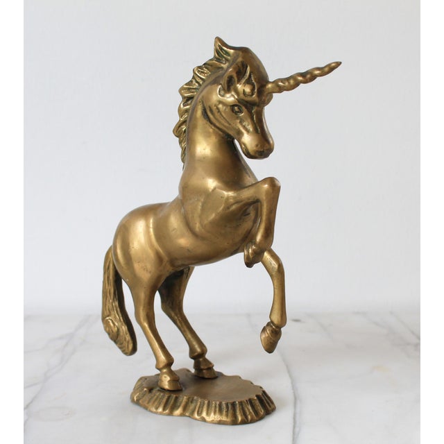 Metal Vintage Solid Brass Unicorn Figure For Sale - Image 7 of 12