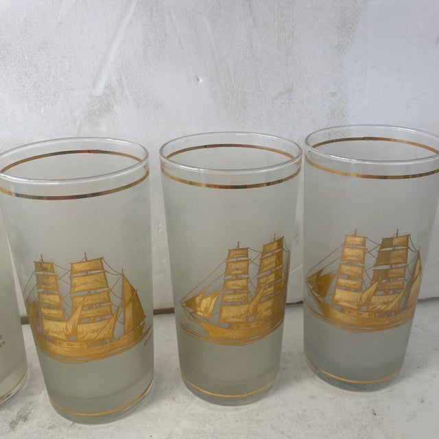 Glass 1980s Set of 6 Schooner Gold Glasses by Culver For Sale - Image 7 of 8