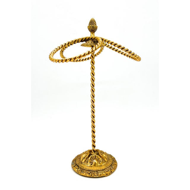 Vintage Gold Finished Metal Three-Ring Guest Towel Holder – Hollywood Regency / Neoclassical For Sale In Houston - Image 6 of 12
