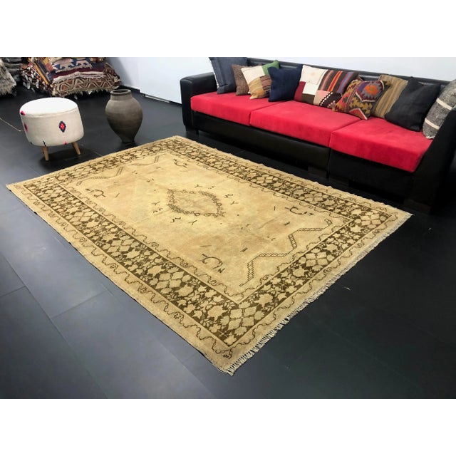 Vintage Turkish Oushak Hand Made Rug For Sale - Image 4 of 11
