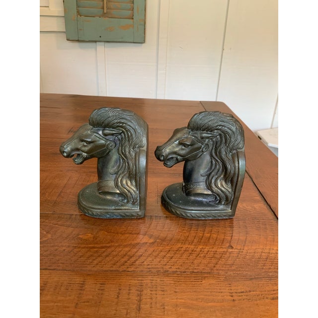 Ralph Lauren Rare Vintage Pair of BMR Cast Bronze Horse Head Bookends – Mid‑Century Equestrian Decor for Horse Lovers, Ralph Lauren Decor & Ranch Decor For Sale - Image 4 of 8