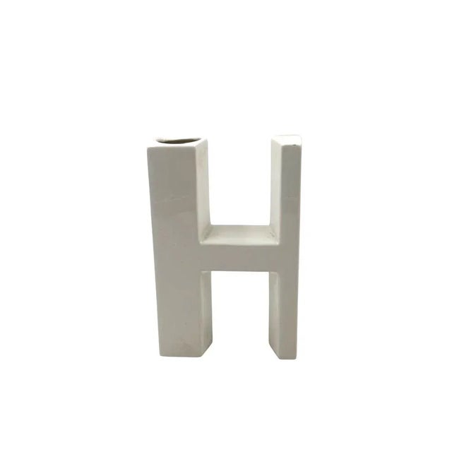 Space Age White H Letter Shaped Ceramic Solifleur Vase by Marcel Radureau, 1970 For Sale - Image 9 of 12