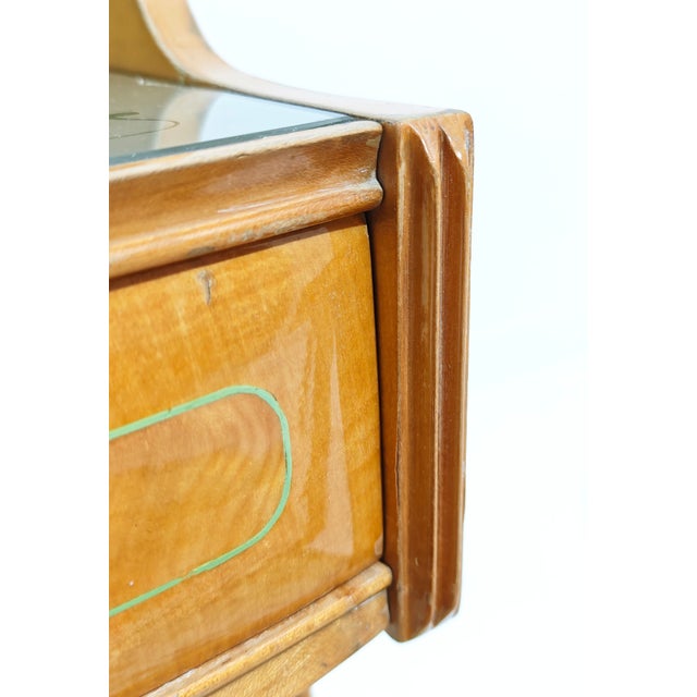 Gold Italian Maple and Glass Bedside Tables, 1950s, Set of 2 For Sale - Image 8 of 17