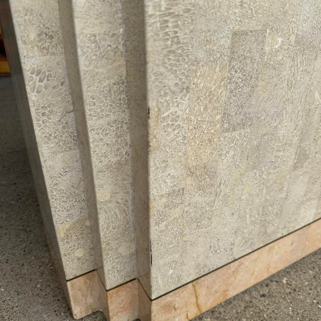 Maitland-Smith Tessellated Marble Stone Pedestal For Sale - Image 9 of 12