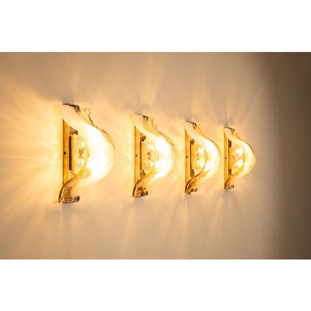 Olive LP 276 Wall Lamps in Cast Glass by Carlo Nason for Mazzega, Italy, 1970s, Set of 4 For Sale - Image 8 of 18