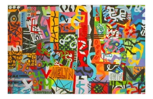 'Taffiti Graffiti' Contemporary Quilt by Bethan Ash