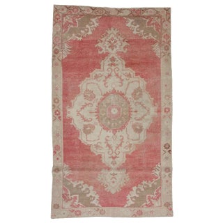 Mid 20th Century Vintage Distressed Turkish Rug-4′7″ × 8′2″ For Sale