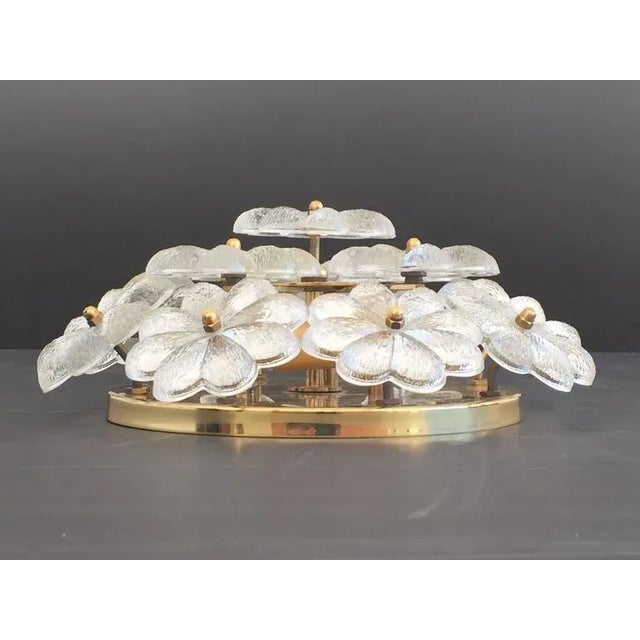 Ernst Palme Vintage Small Ernst Palme Brass and Floral Glass Flush Mount Sconce\ For Sale - Image 4 of 8