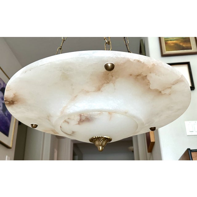 Large French Directoire Style Alabaster Chandelier Pendant Light For Sale - Image 13 of 18