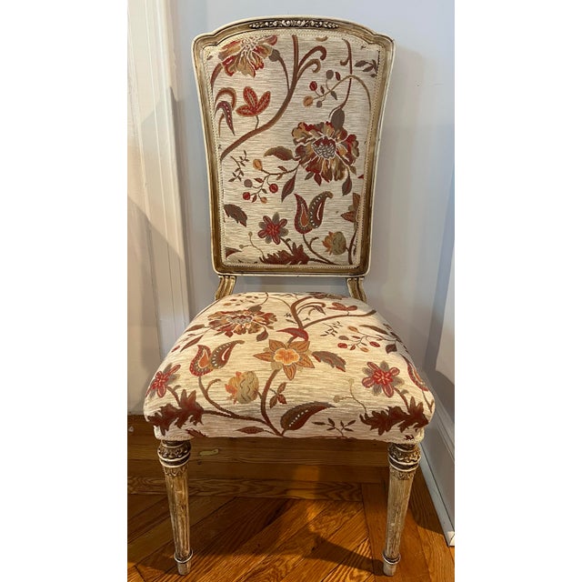 Set of 6 Vintage Louis XVI Dining Chairs in Premium Tapestry Jacquard Fabric For Sale - Image 4 of 12